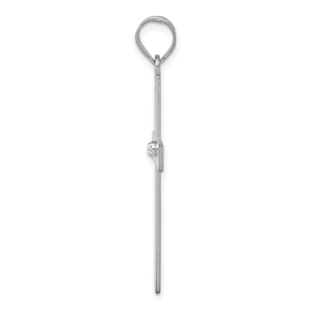 14k White Gold .02ct. Diamond Cross Pendant