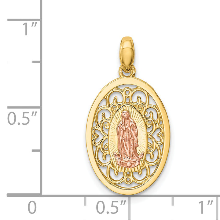 14K Two-tone Our Lady of Guadalupe Pendant