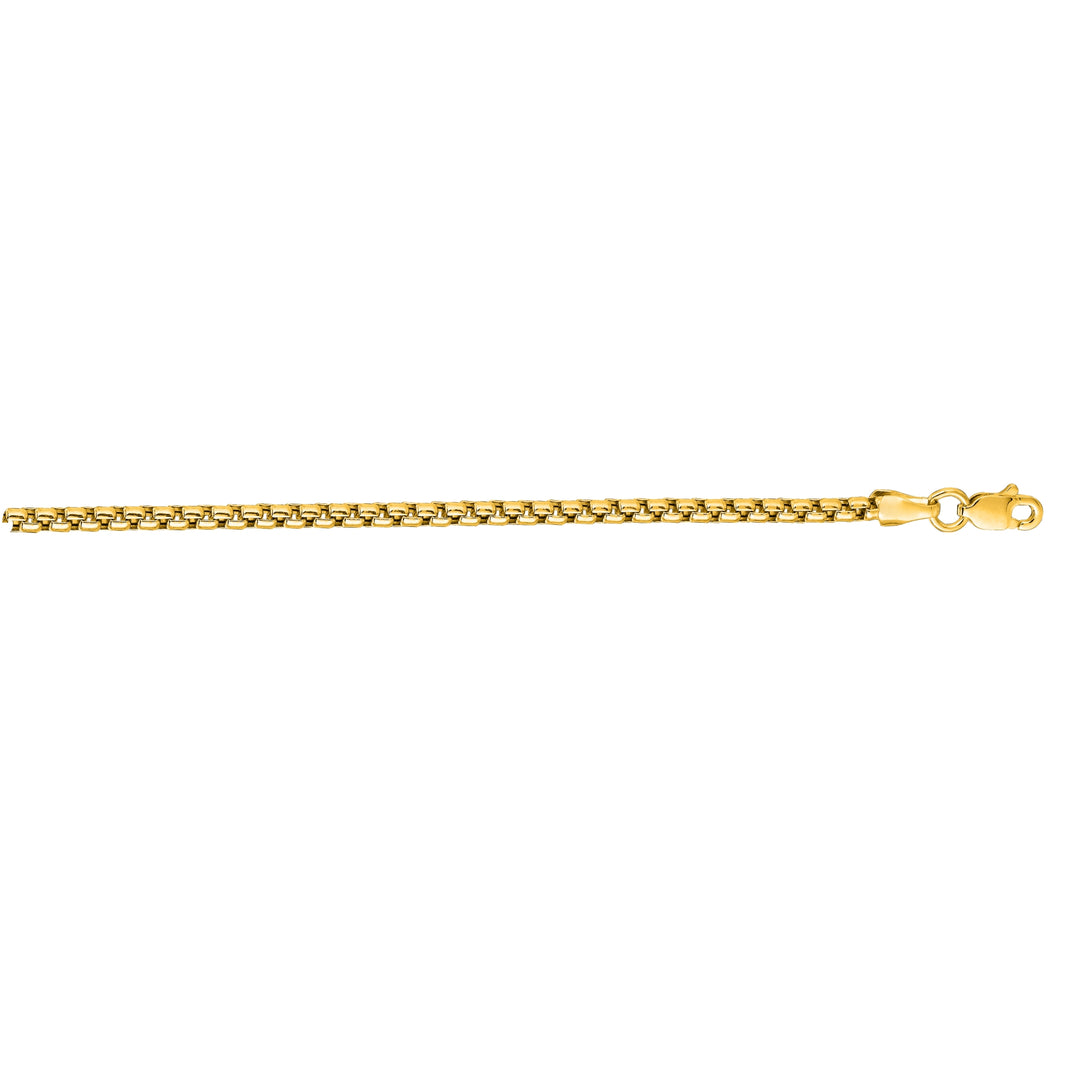 10K Gold 1.6mm Solid Round Box Chain