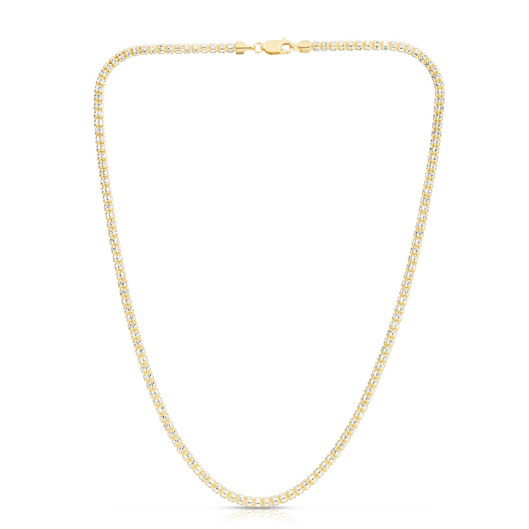 10K 3.3mm Two-Tone Fancy Ice Chain